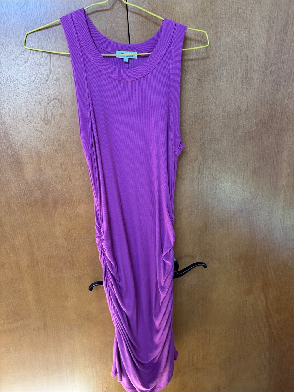 LAmade Sleeveless Ruched Midi Dress in Purple